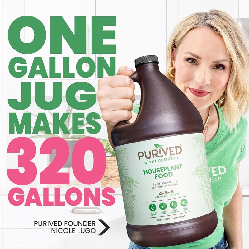 Purived 1gal All-Purpose Liquid Plant Fertilizer - Makes 320 Gallons, for Indoor Houseplants, All-Natural, Groundwater Safe, Made in USA - Image 4